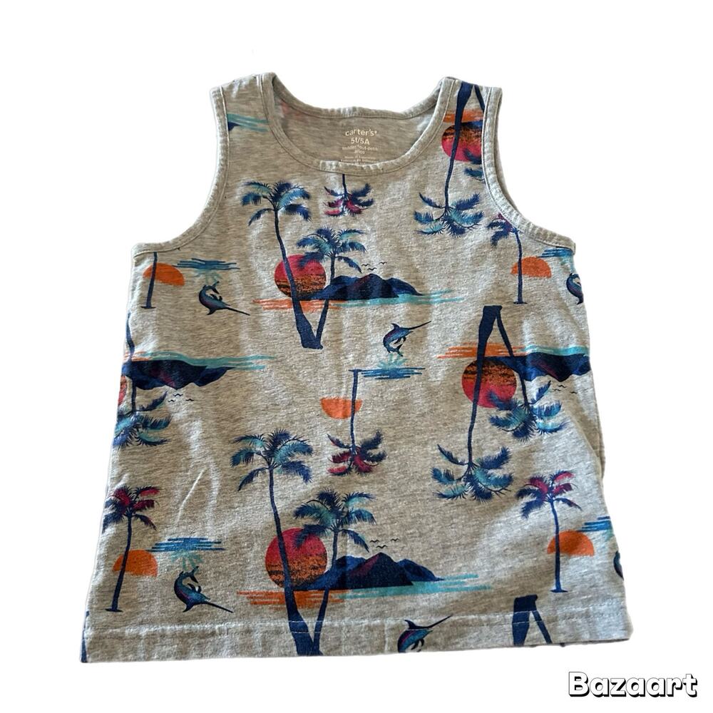 Carter's Tropical Print Tank Top Boys 5T Grey